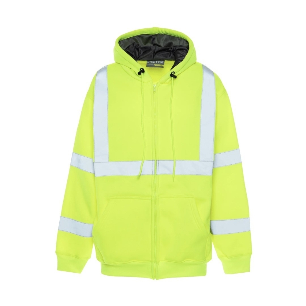 Utility Pro High Visibility ANSI 3 Full Zip Hoodie Sweatshirt Men's 4XL New